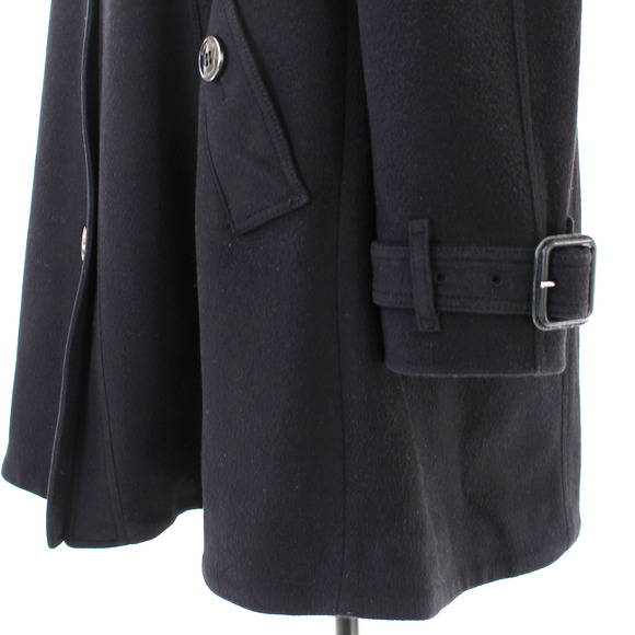 Burberry London Black Wool Single Breasted Long Collared Coat 10 Button Jacket 8 - Picture 4 of 8